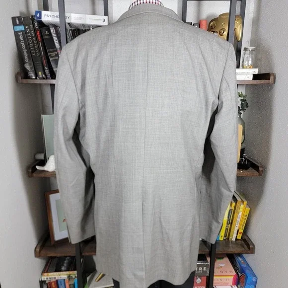 Indochino‎ Men's Sport Coat Blazer Two Button Gray Sharkskin Wool Size about 50L